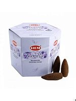 Благовония-конусы стелющийся дым Vanilla backflow incense cones (Ваниль), 40 шт, HEM